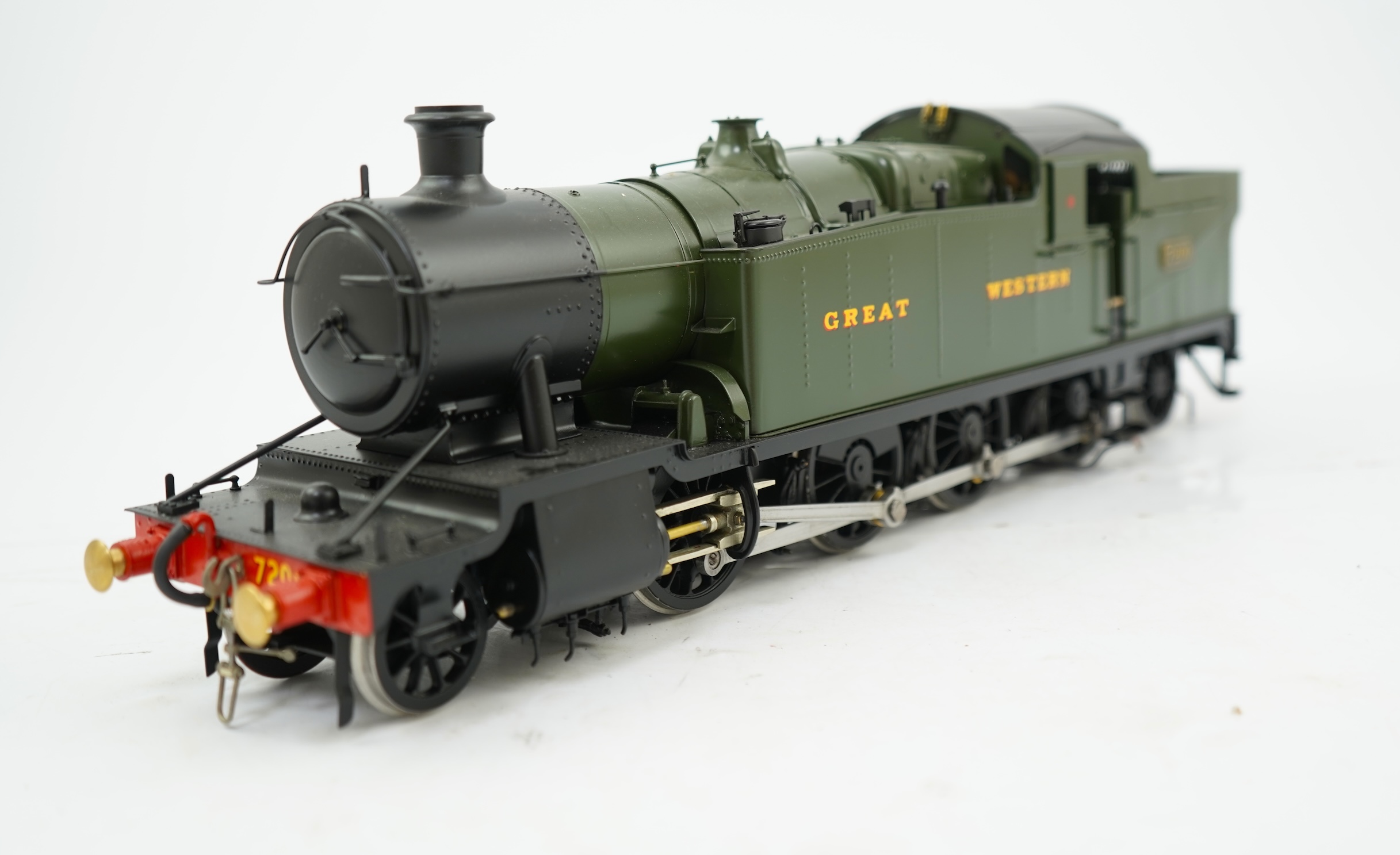 A Gauge One model of GWR Class 72xx, 7200, 2-8-2T locomotive, powered for two rail operation.